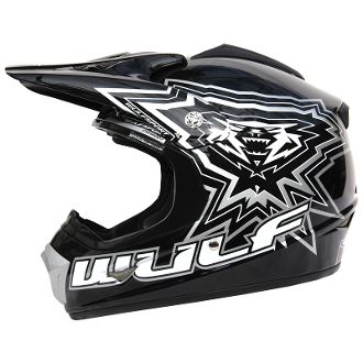 Wulfsport Cub Crossflite Kids Off Road Enduro Helmet Black Blue Pink