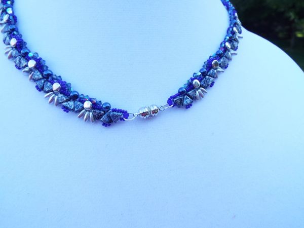 Blue and Silver Beaded Princess Length Necklace | Unique Jewelry and More