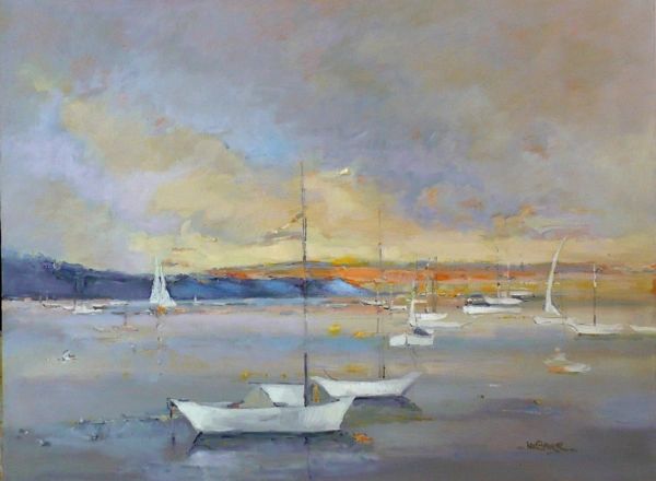 #023 Resting Boats - 30"x22" Oil on board