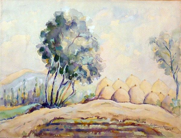 #161 Village By The Tree, Syria - 17"x13", Watercolour on paper