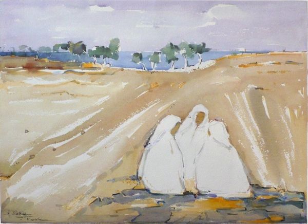 #170 In The Field, Kuwait/63 - 22"x16", Watercolour on paper