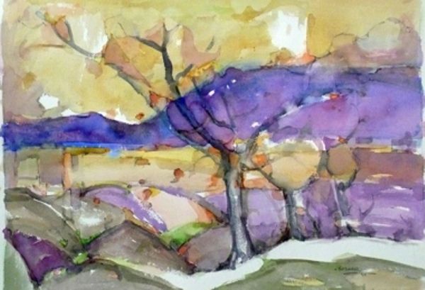 #264 Purple Fall, Muskoka - 22"x15", Watercolour on paper