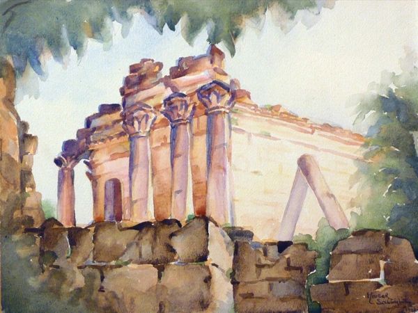 #196 Palmyra, Syrie - 12"x9" Watercolour on paper