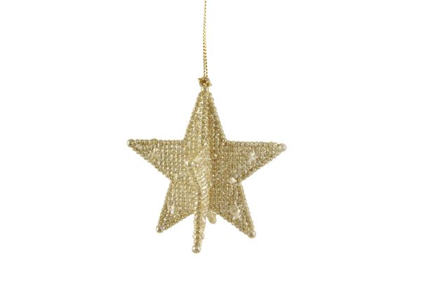 Gold Glitter 3d Star Decoration 8CM