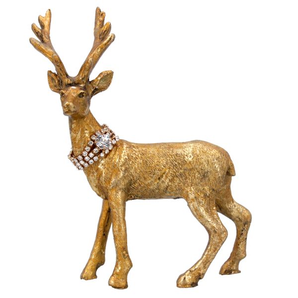 Gold Resin Stag with Diamante Collar - Small