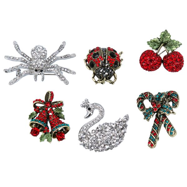 Enamelled / Diamante Festive Brooch - choose design