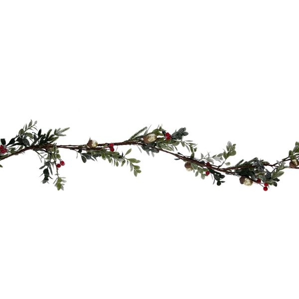 Leaf/Berry/Acorn Gold Glitter Garland 183cm