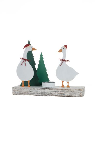 Christmas Geese Votive W22cm H18cm