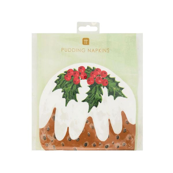 Botanical Holly Shaped Pudding Napkin 16 Pack