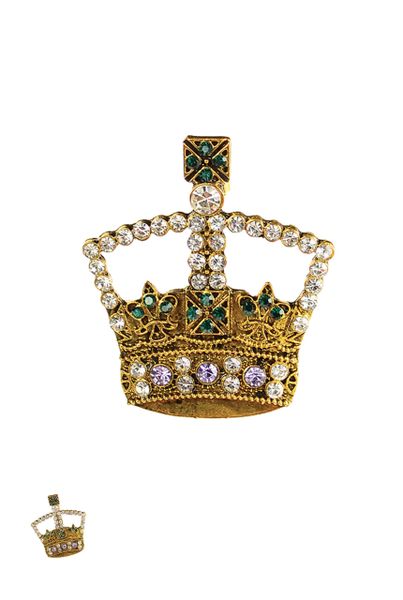 All The Kings & Queens... Gold / Amthy/ Peridot / White Crown Brooch