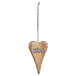 Wooden heart with metal LOVE detail