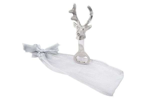 STAG HEAD BOTTLE OPENER IN ORGANZA BAG