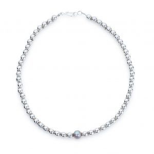Ball Necklace with Grey Pearl