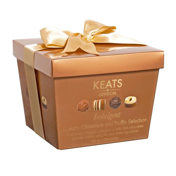 Keats Luxury Chocolate Selection | Gold Gift Box with Gold Ribbon Gift Box 220g