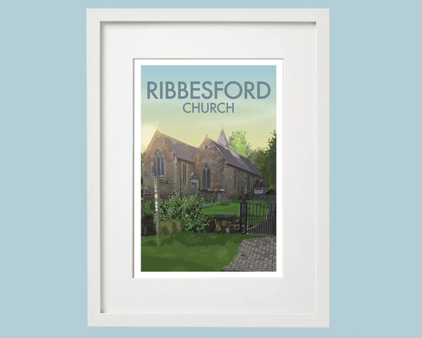 Local Area Print - Ribbesford Church - A3 Framed