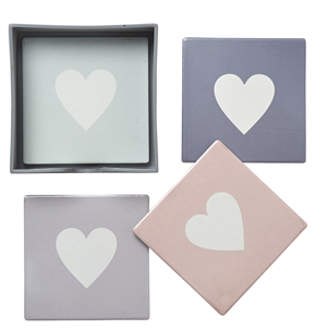 Eloise Heart Ceramic Coasters - set of 4