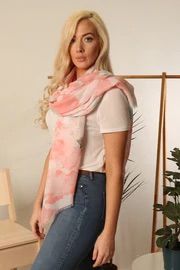 Mint & Pink Watercolour Print Scarf