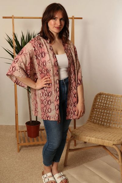 Pink snake print kimono