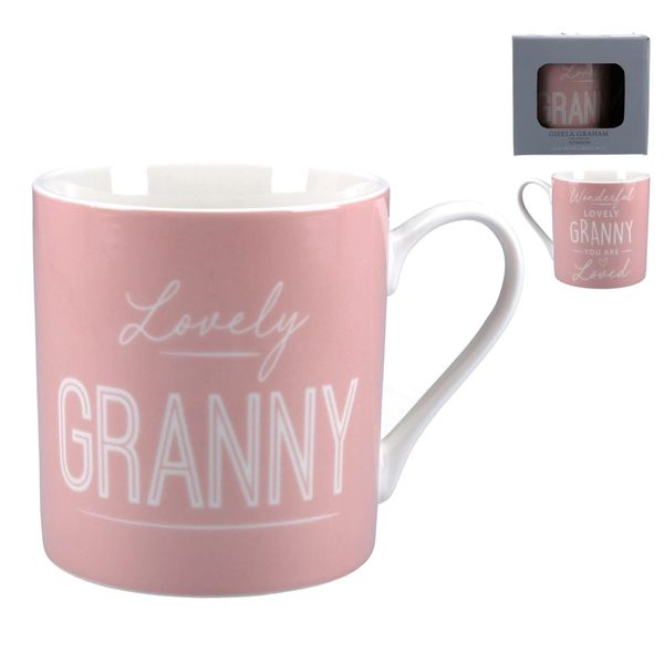 Bone Chine Mug 9.1cm - Pink `Granny` Boxed