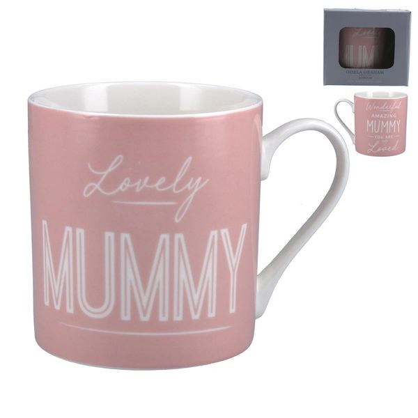Bone Chine Mug 9.1cm - Pink `Mummy` Boxed