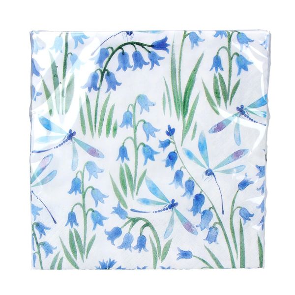 Pack/20 Paper Napkin 16cm - Bluebell/Dragonfly