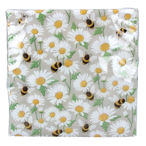Pack/20 Paper Napkins - Daisy/Bee