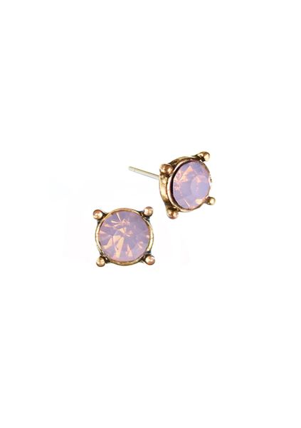 Classic Claw Set Crystal Studs - Opal Rose/Old Gold