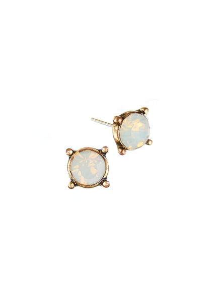 Classic Claw Set Crystal Studs - Opal/Old gold