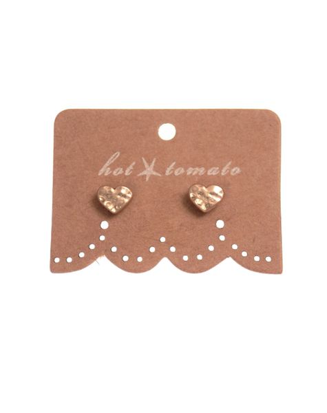 Micro Heart Studs - Matt Gold