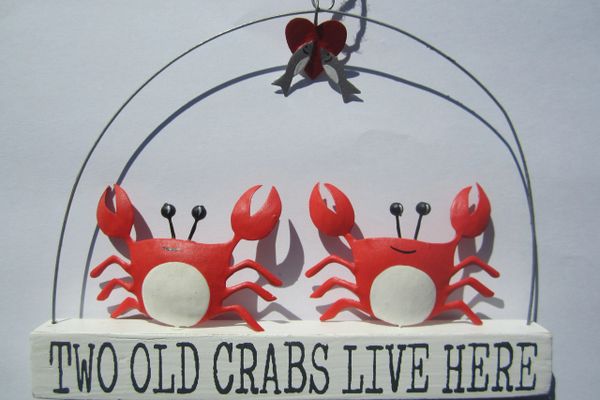 Two old Crabs Live Here hanging decoration