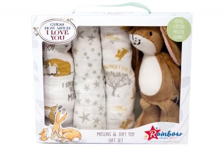 Guess How Much I Love You Soft Toy with Muslin Gift set