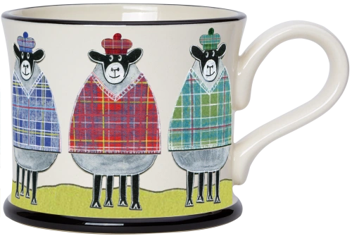 Tartan Sheep Mug by Moorland Pottery