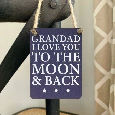 GRANDAD MOON & BACK MINI METAL SIGN, 9CM