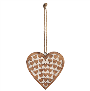 Carved wooden heart decoration with hearts
