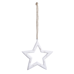 Antique white hanging star decoration 15cm
