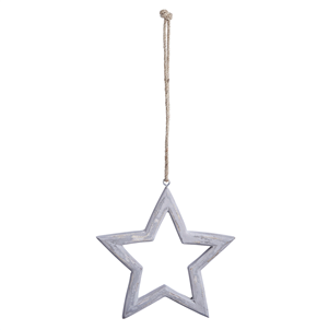 Antique grey hanging star decoration 15cm