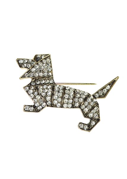 It's a Dogs Life Brooch Antique Gold / Clear