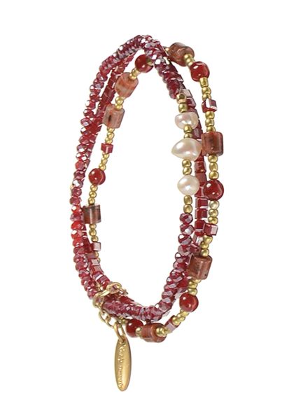 Bead Pearl & Crystal Trilogy - Red / Gold