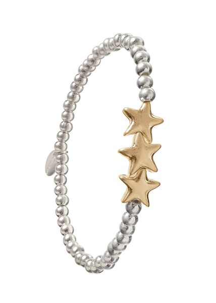 Triple Stars Bracelet - worn gold and silver