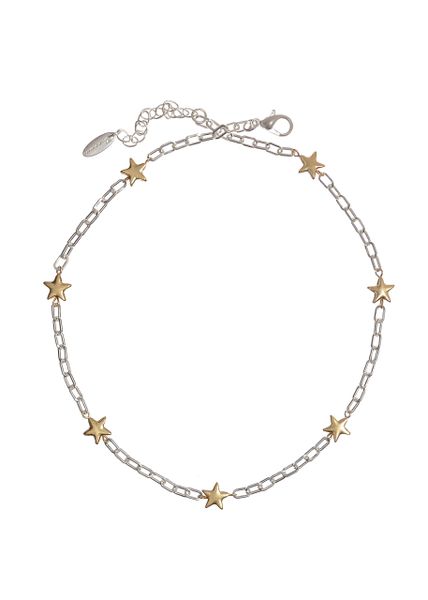 Seven Sister Stars 42cm Neckalce - Worn Gold & Silver