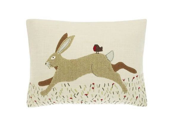 Woodland hare cushion