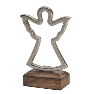 Aluminium angel on wooden base