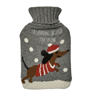 Dachshund through the snow hot water bottle