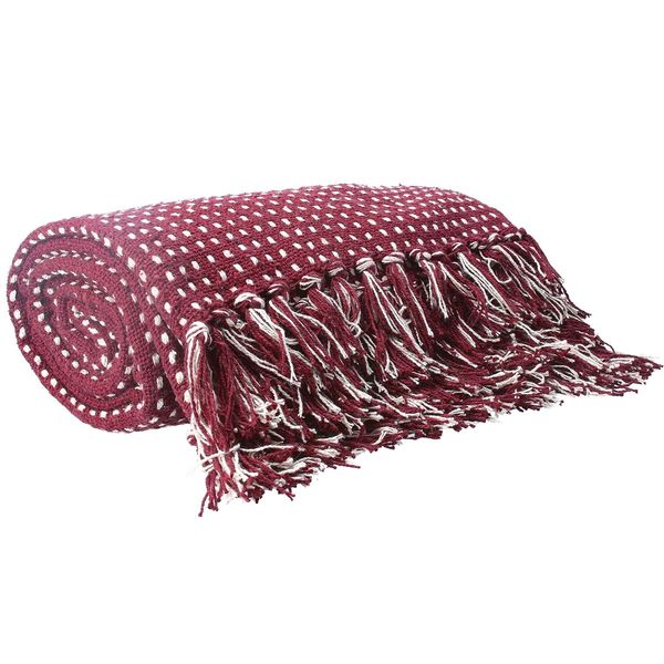 Maroon Woven Stab Stitch - Cotton Throw 150cm