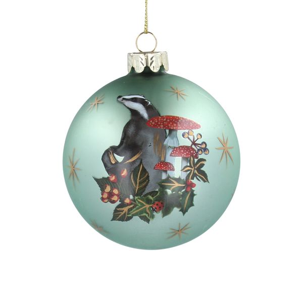 Glass Bauble Featuring Badger