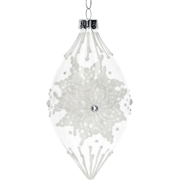 Teardrop Glass Bauble with lace design 14cm