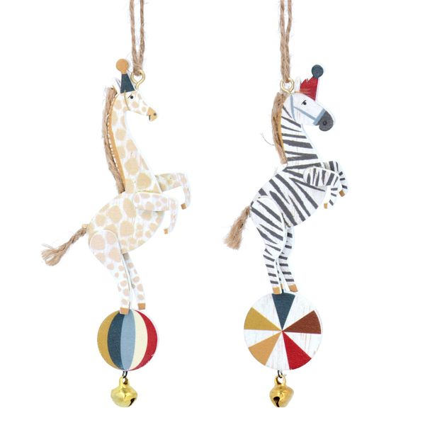 Giraffe / Zebra on Ball Wooden Decoration