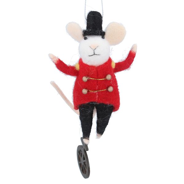 Ringmaster Felt Mouse on Unicycle 17cm