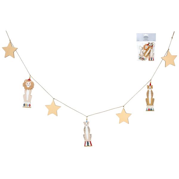 Wooden Big Cats & Stars Garland