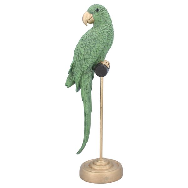 Green Parrot on Gold Stand 50cm - CLICK & COLLECT ONLY